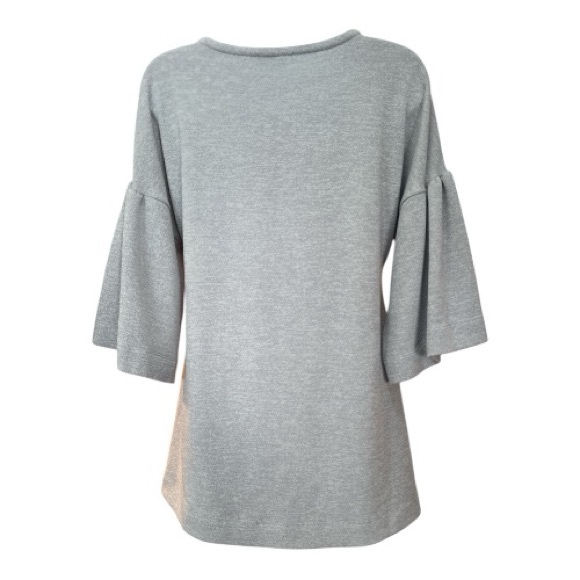 NALLY & MILLIE Gray Tunic Top Flutter Sleeves Size Small Flowy & Feminine - Picture 4 of 6